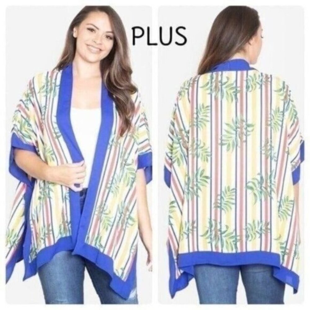 FLORAL/VIBRANT PLUS SIZE KIMONO. ONE SIZE. NEW.
